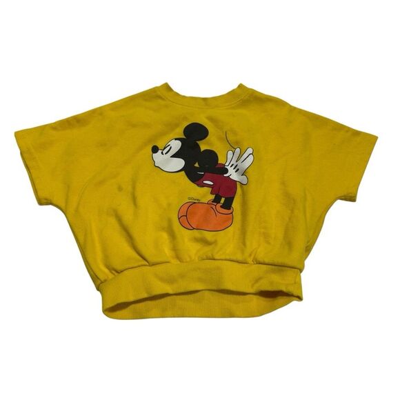 Disney Mickey Mouse Graphic Poncho Style Short Sleeve Crewneck Sweatshirt - Picture 1 of 3
